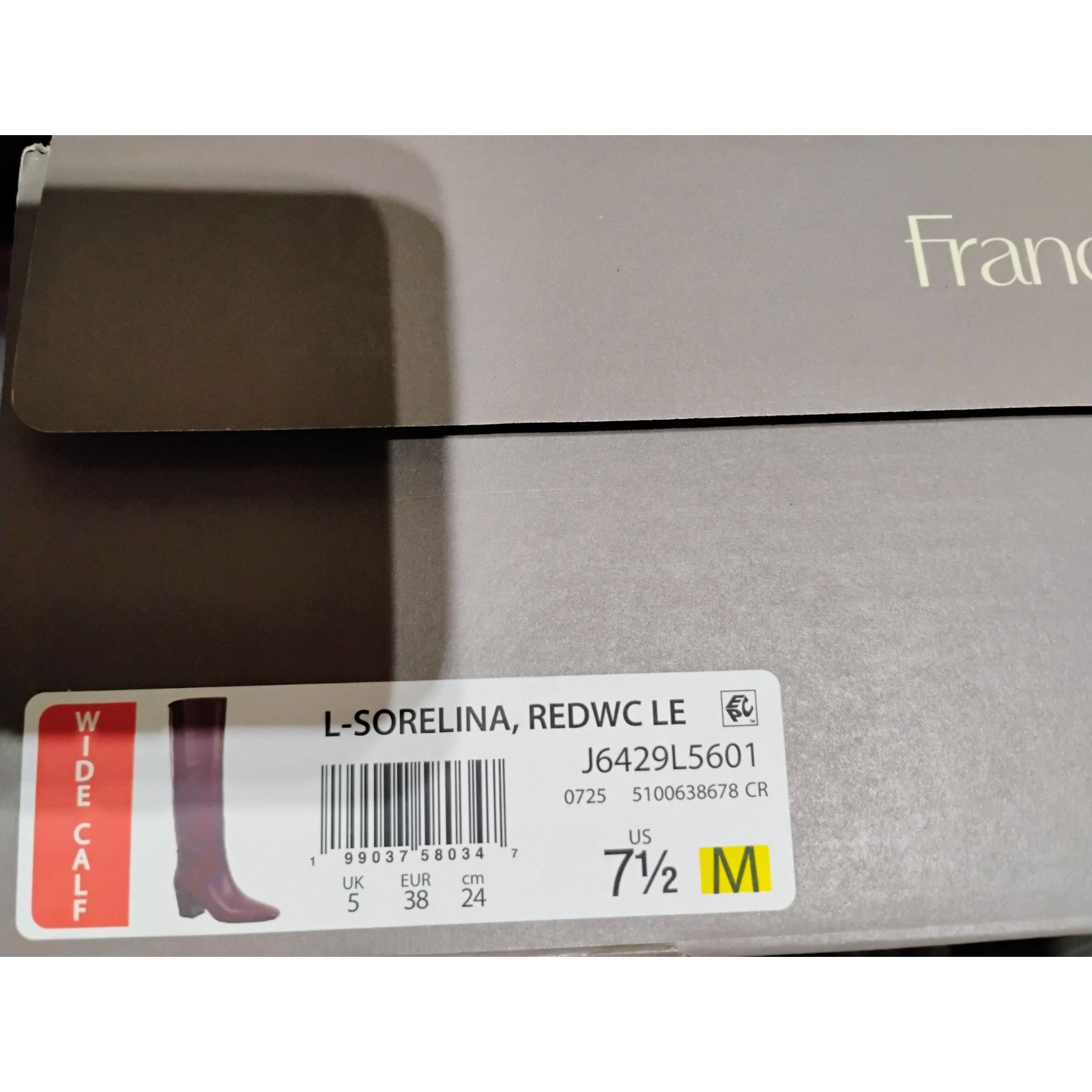 New Franco Sarto Sorelina Knee High Boots Bordo Red Leather 7.5 M Wide Calf — image 7 of 7